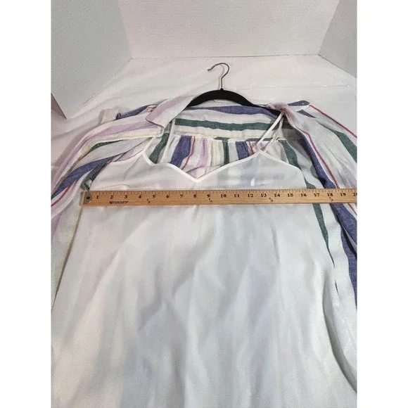 Old Navy Linen Blend Striped Button Down Shirt Dress with Slip Small Multi-Color - Picture 6 of 10